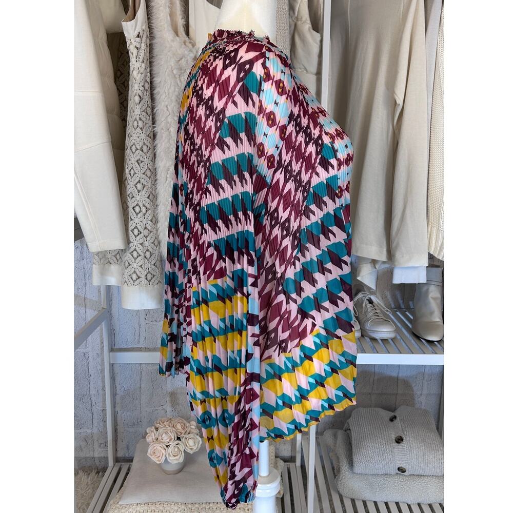 Ryegrass Women's Size XXL Multicolor Sheer Geometric Pleated Blouse #0141 - Picture 2 of 8